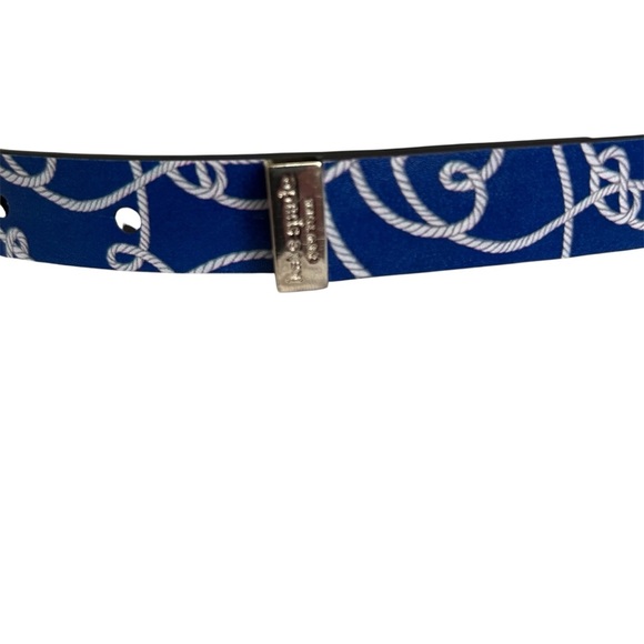 Kate Spade Chic Leather Blue and White Belt with Bow Detail SZ S - Picture 3 of 3
